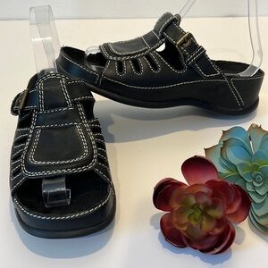 Bellini Womens Navy Leather Chunky Comfy Sandals Size 8.5